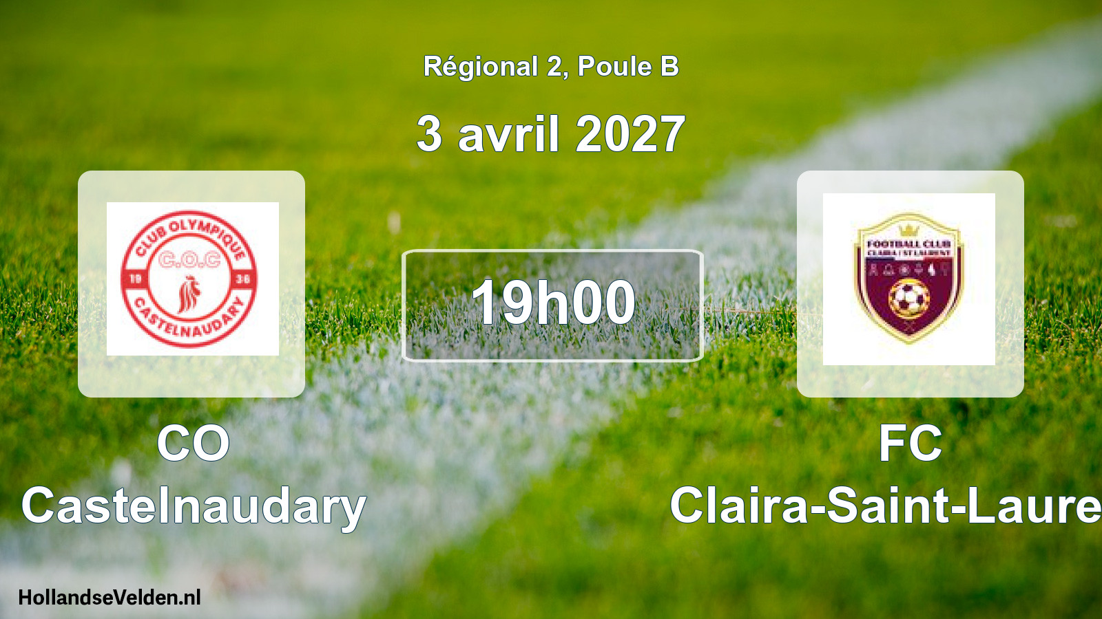 Match programmé: CO Castelnaudary - FC Claira-Saint-Laurent (3 avril 2027)