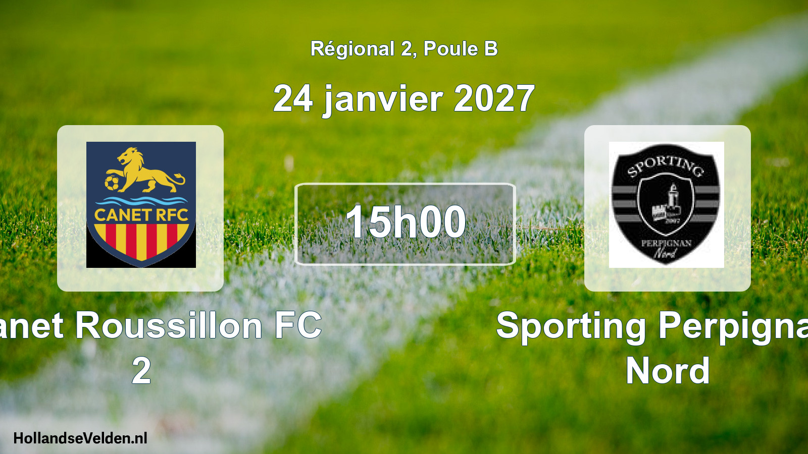 Match programmé: Canet Roussillon FC 2 - Sporting Perpignan Nord (24 janvier 2027)