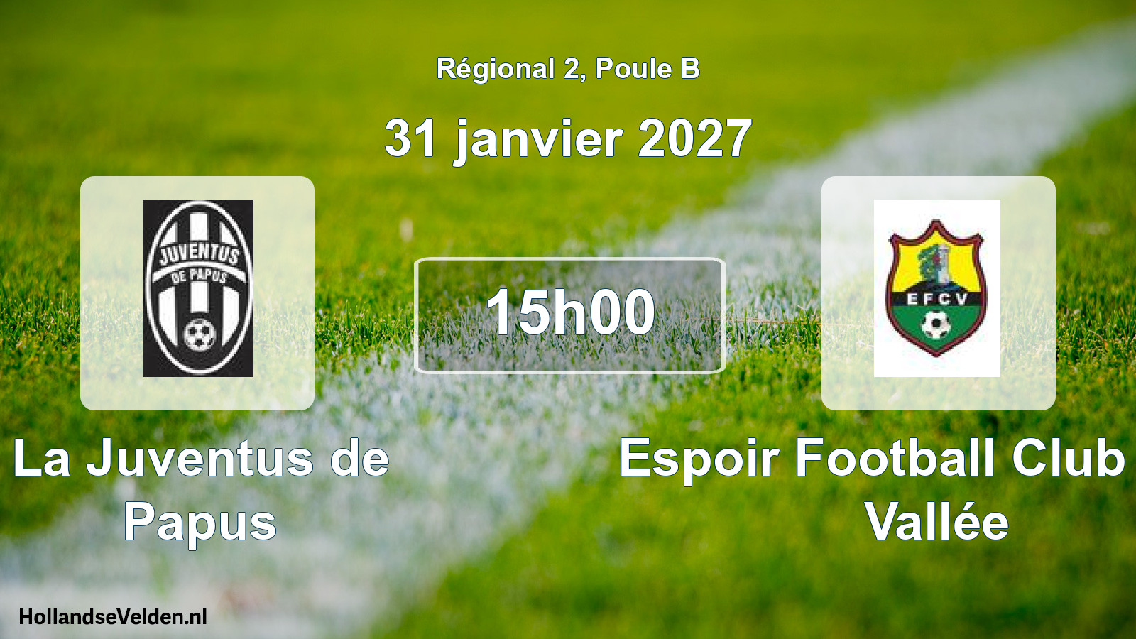 Match programmé: La Juventus de Papus - Espoir Football Club de la Vallée (31 janvier 2027)