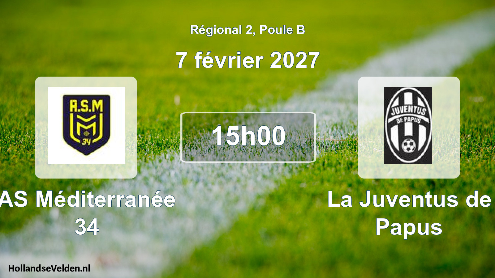 Match programmé: AS Méditerranée 34 - La Juventus de Papus (7 février 2027)