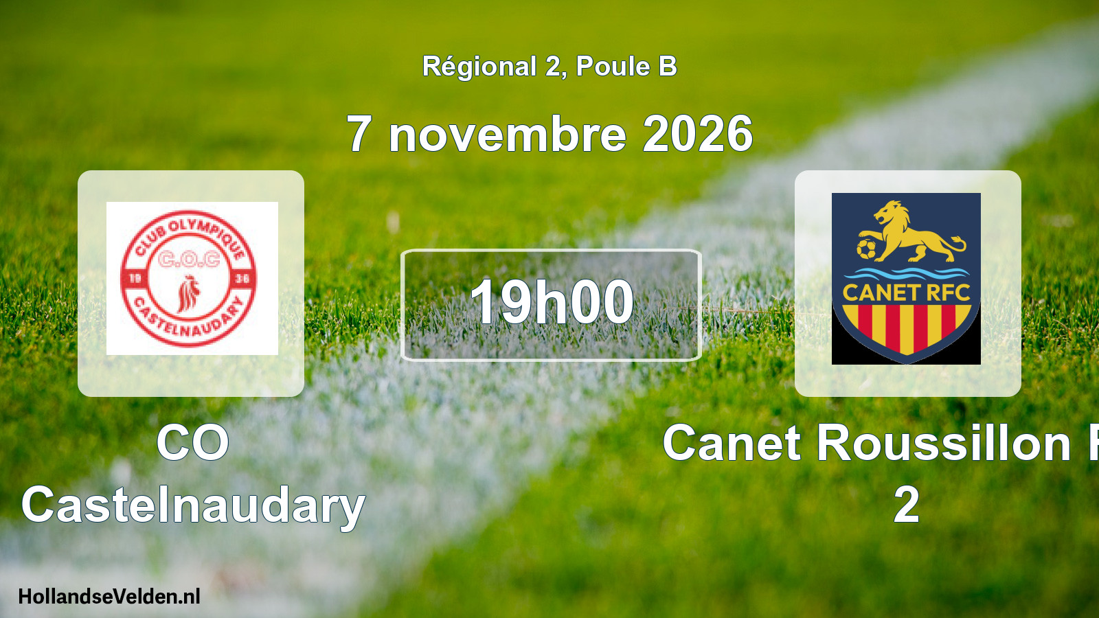 Match programmé: CO Castelnaudary - Canet Roussillon FC 2 (7 novembre 2026)