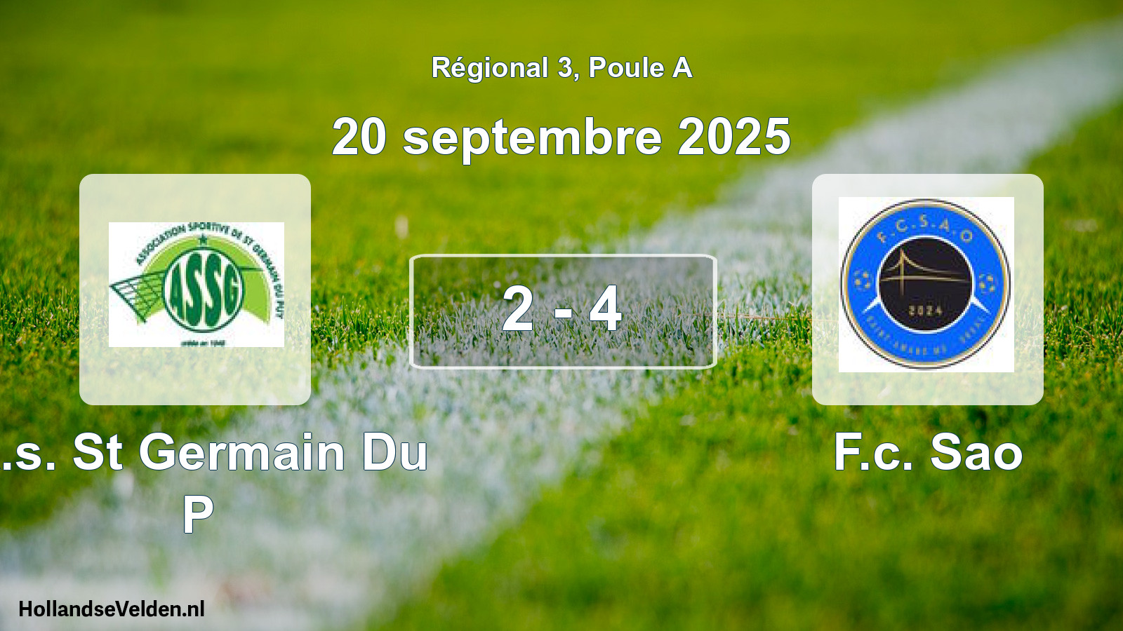 Gespeelde wedstrijd: A.s. St Germain Du P - F.c. Sao 2 - 4 (20 septembre 2025)