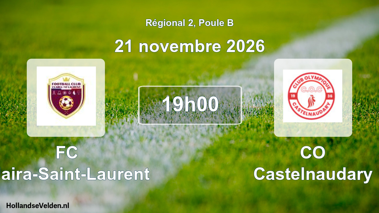 Match programmé: FC Claira-Saint-Laurent - CO Castelnaudary (21 novembre 2026)