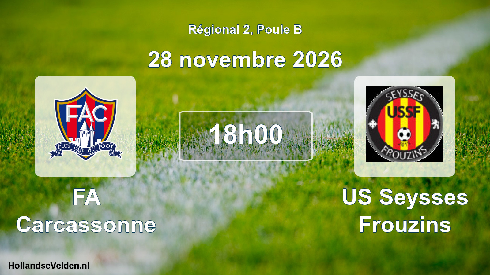 Match programmé: FA Carcassonne - US Seysses Frouzins (28 novembre 2026)