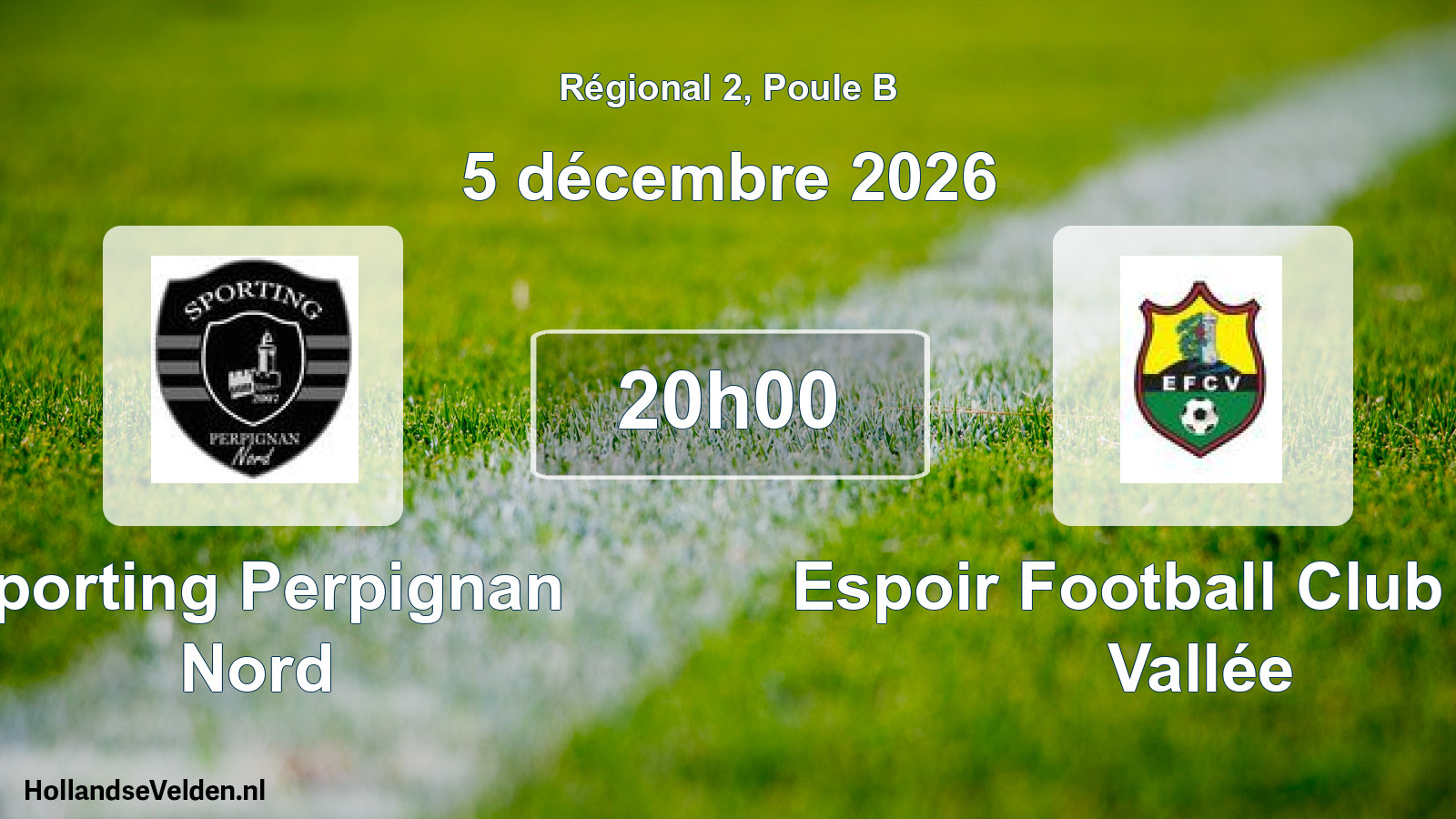 Match programmé: Sporting Perpignan Nord - Espoir Football Club de la Vallée (5 décembre 2026)