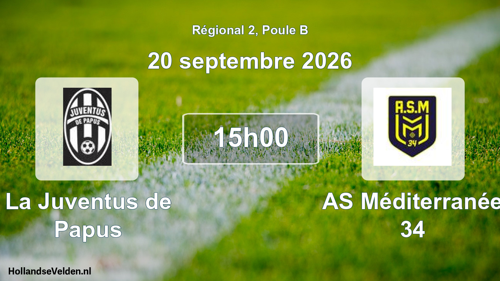 Match programmé: La Juventus de Papus - AS Méditerranée 34 (20 septembre 2026)