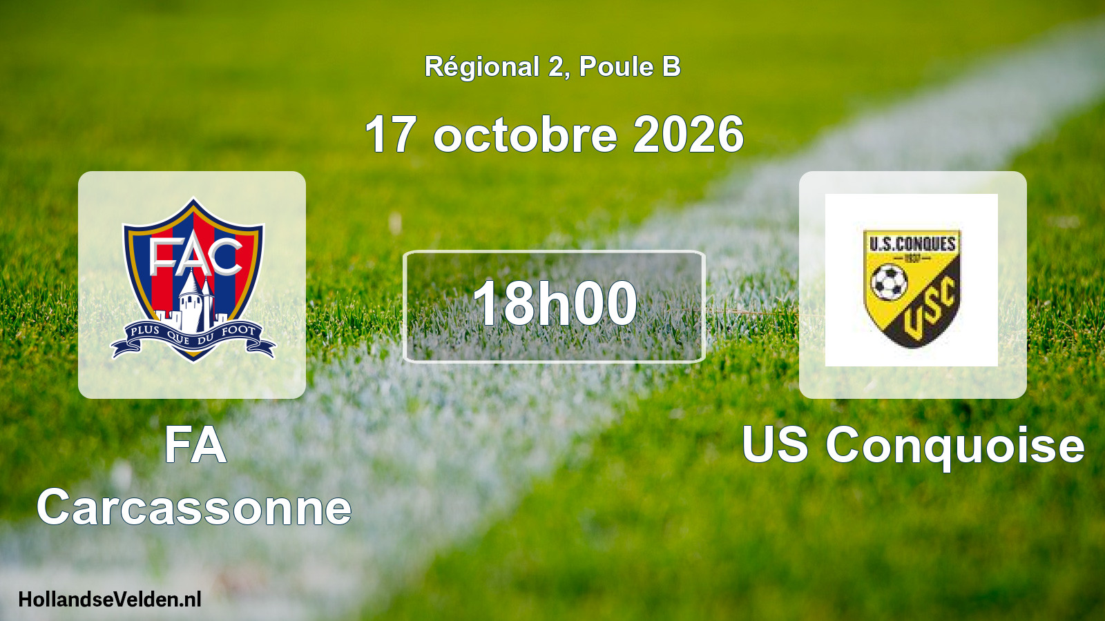 Match programmé: FA Carcassonne - US Conquoise (17 octobre 2026)