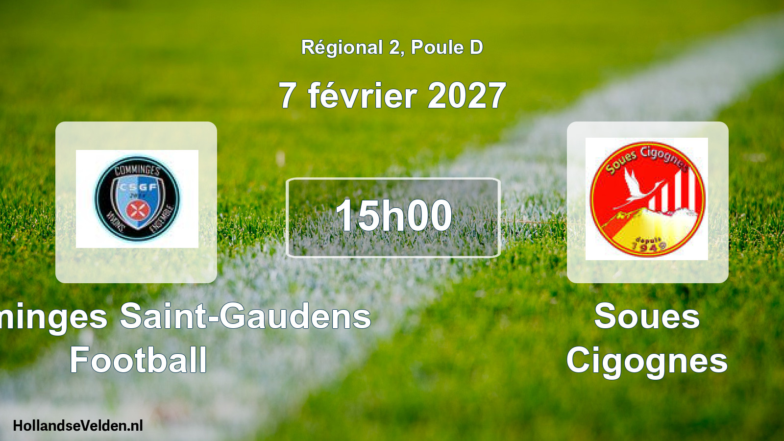 Match programmé: Comminges Saint-Gaudens Football - Soues Cigognes (7 février 2027)