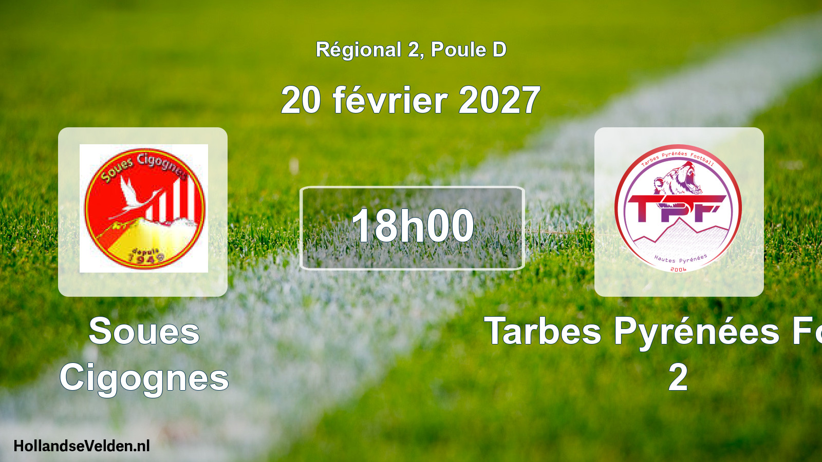 Match programmé: Soues Cigognes - Tarbes Pyrénées Foot 2 (20 février 2027)