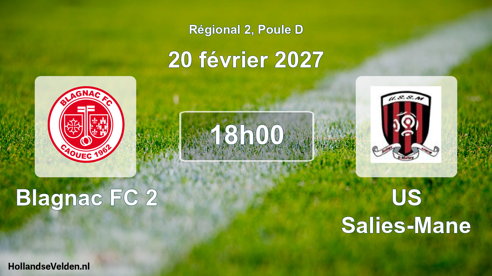 Match programmé: Blagnac FC 2 - US Salies-Mane (20 février 2027)