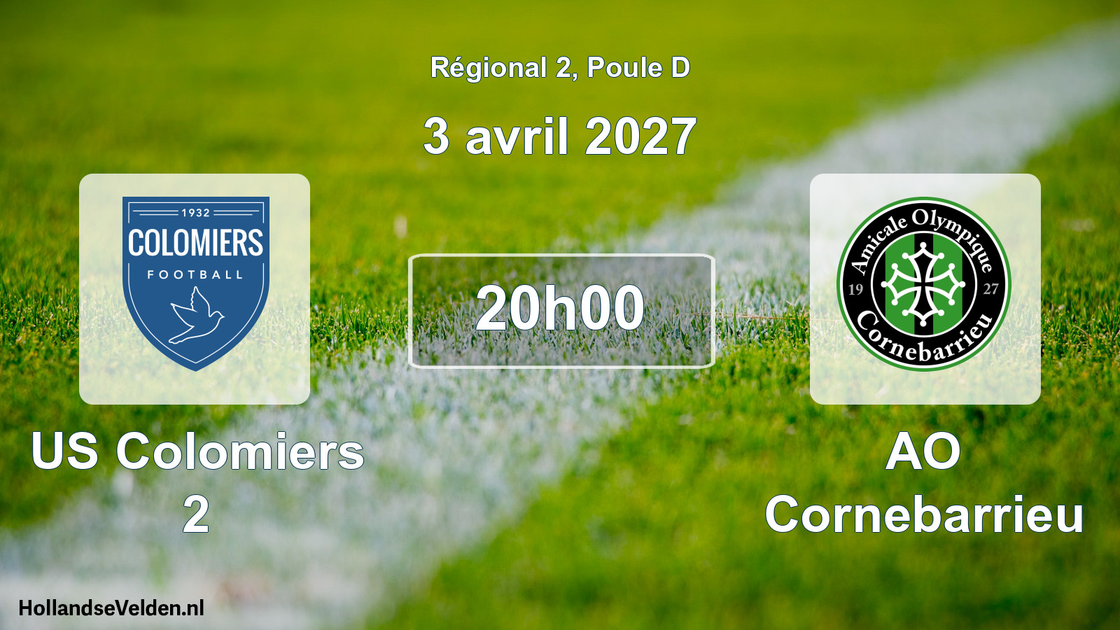 Match programmé: US Colomiers 2 - AO Cornebarrieu (3 avril 2027)