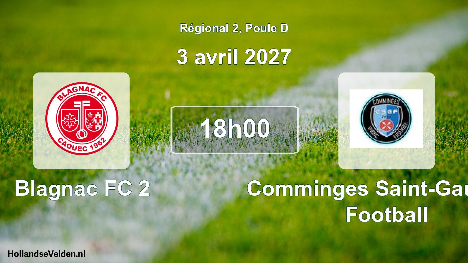 Match programmé: Blagnac FC 2 - Comminges Saint-Gaudens Football (3 avril 2027)