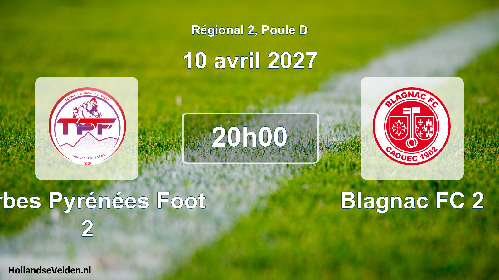 Match programmé: Tarbes Pyrénées Foot 2 - Blagnac FC 2 (10 avril 2027)
