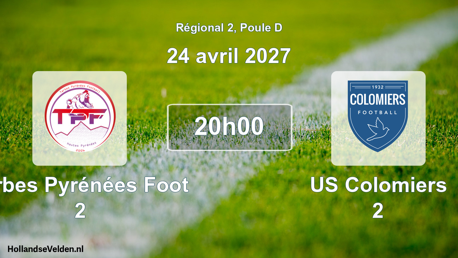 Match programmé: Tarbes Pyrénées Foot 2 - US Colomiers 2 (24 avril 2027)