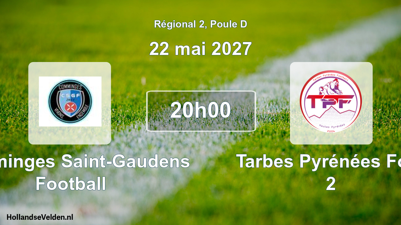 Match programmé: Comminges Saint-Gaudens Football - Tarbes Pyrénées Foot 2 (22 mai 2027)