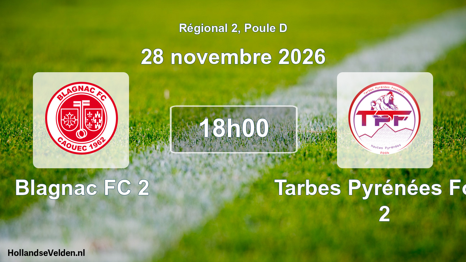 Scheduled Match: Blagnac FC 2 - Tarbes Pyrénées Foot 2 (28 November 2026)