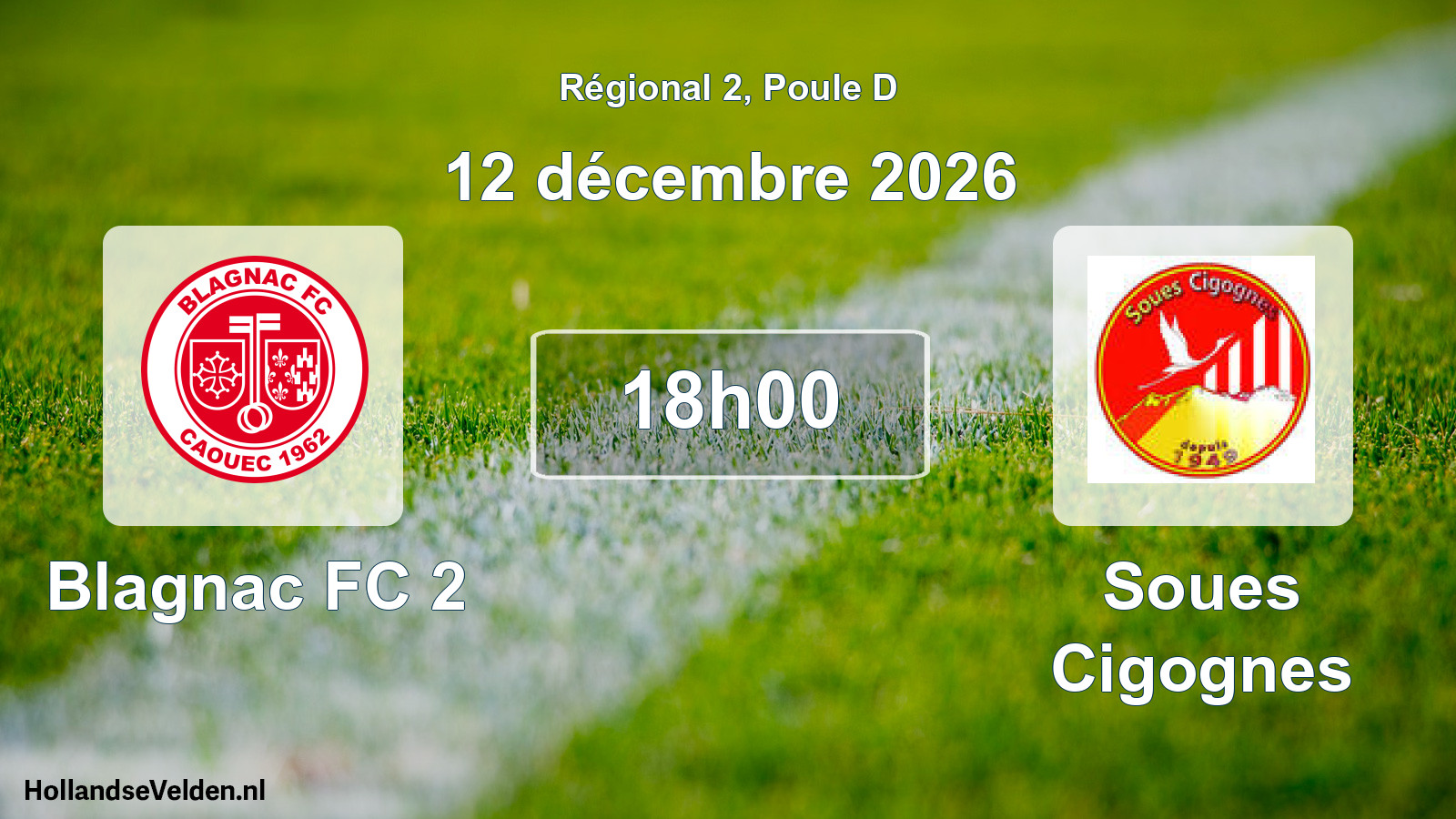 Match programmé: Blagnac FC 2 - Soues Cigognes (12 décembre 2026)