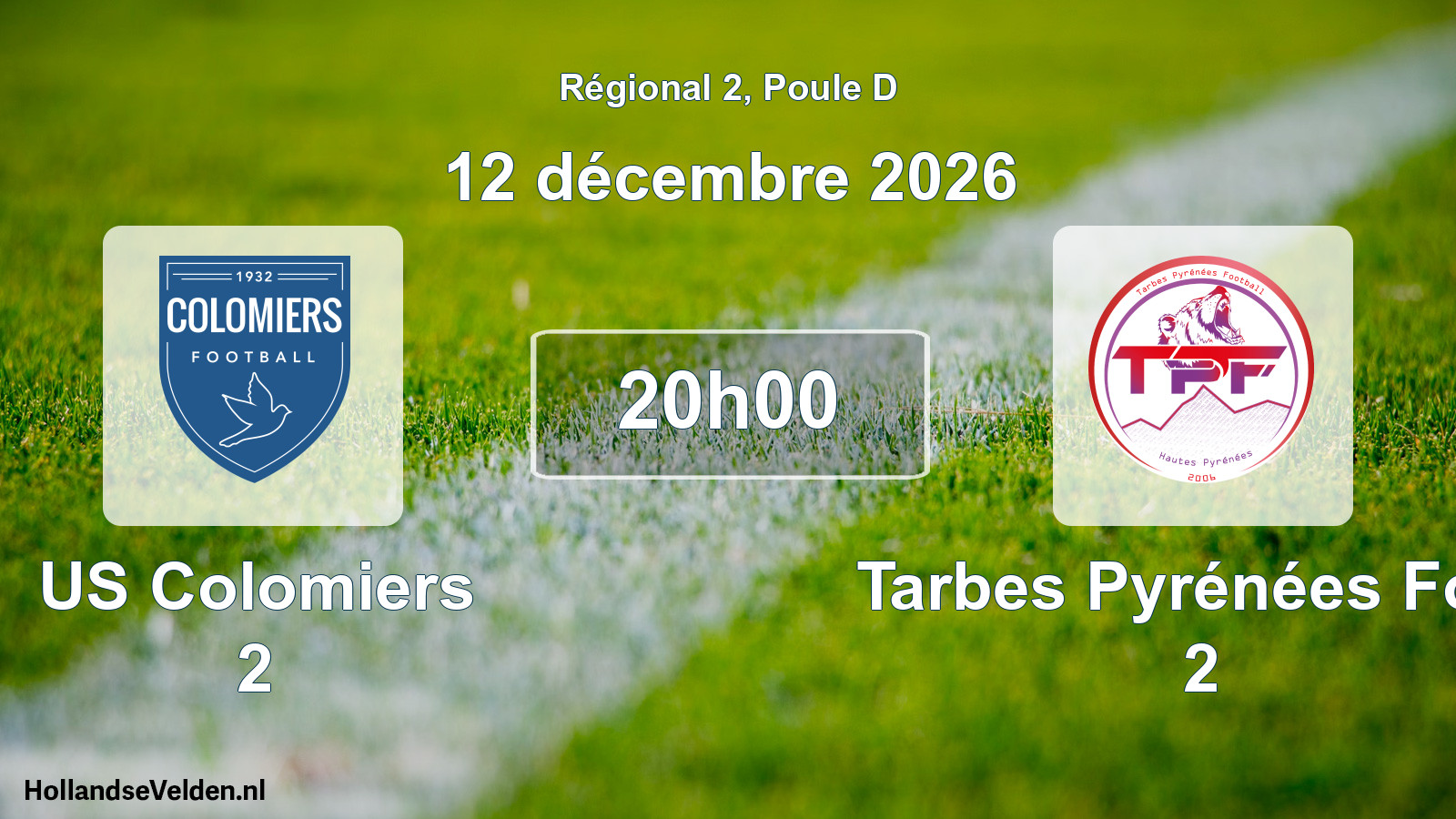 Scheduled Match: US Colomiers 2 - Tarbes Pyrénées Foot 2 (12 December 2026)