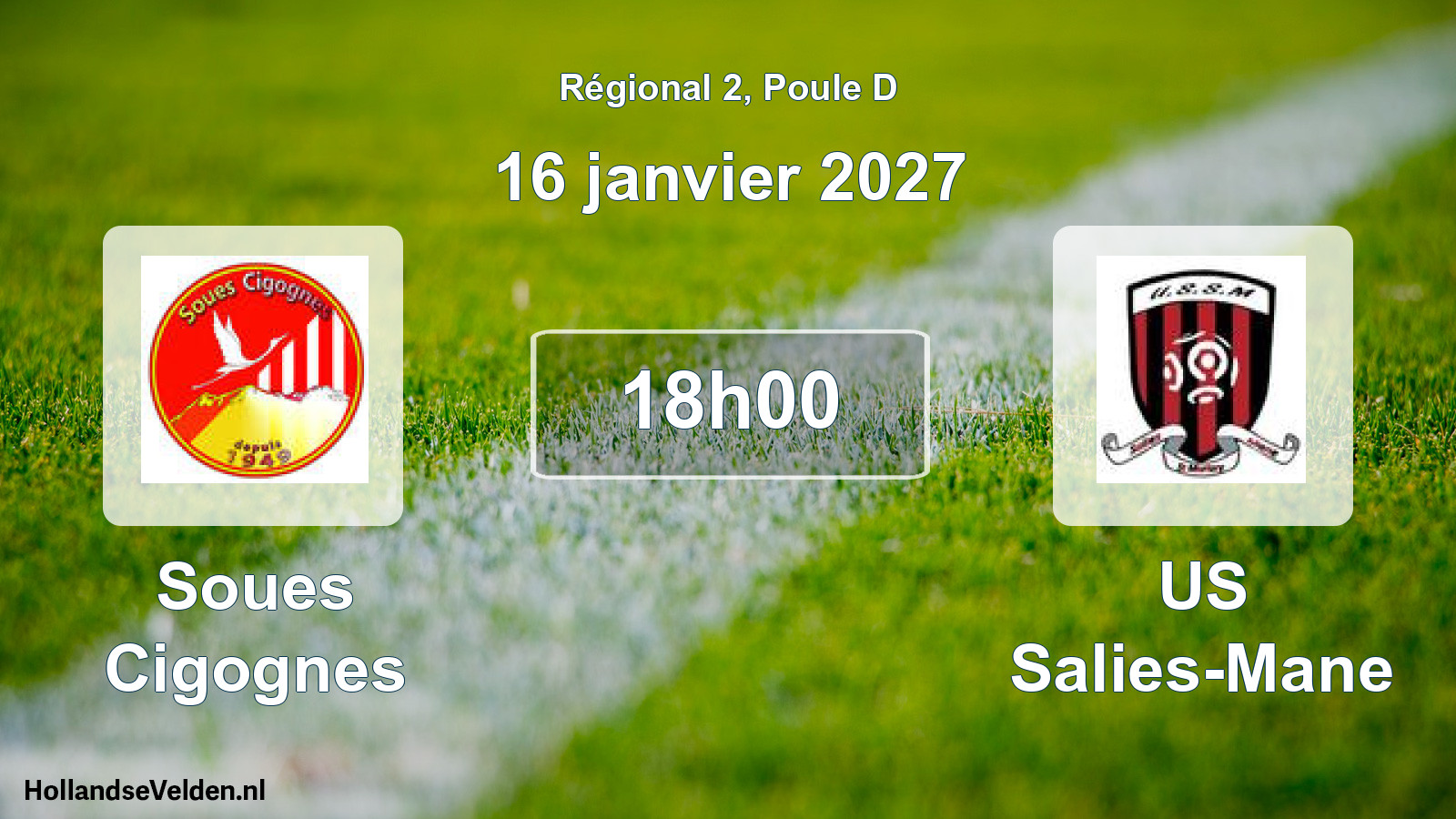 Match programmé: Soues Cigognes - US Salies-Mane (16 janvier 2027)