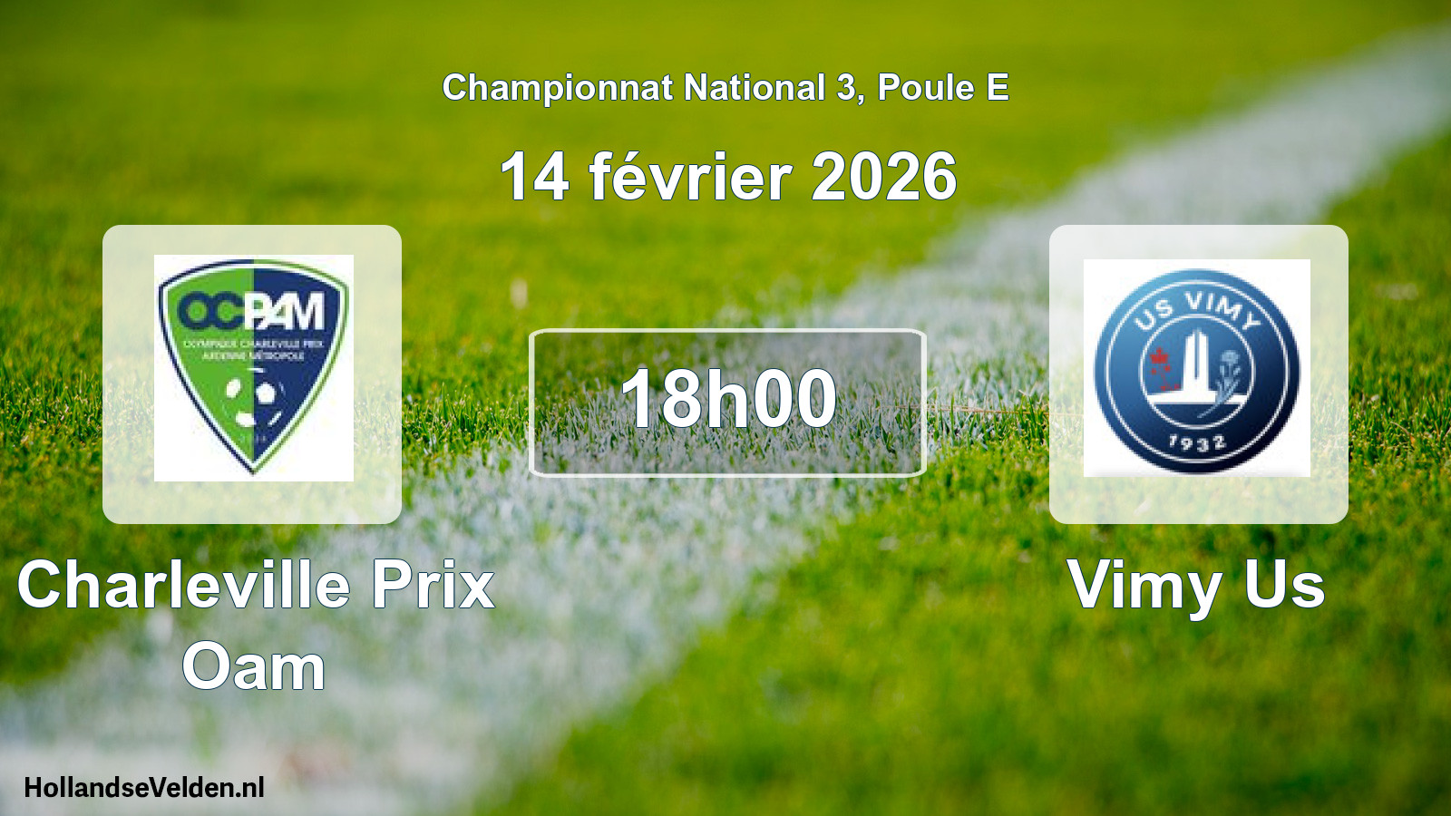 Geplande wedstrijd: Charleville Prix Oam - Vimy Us (14 février 2026)