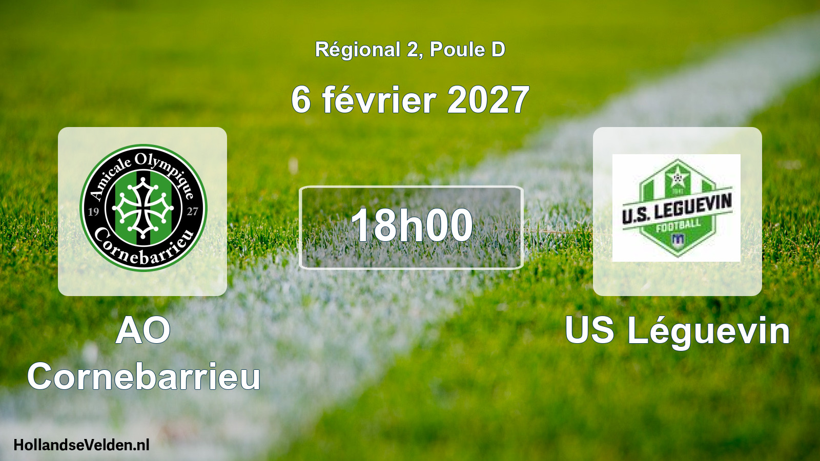 Match programmé: AO Cornebarrieu - US Léguevin (6 février 2027)