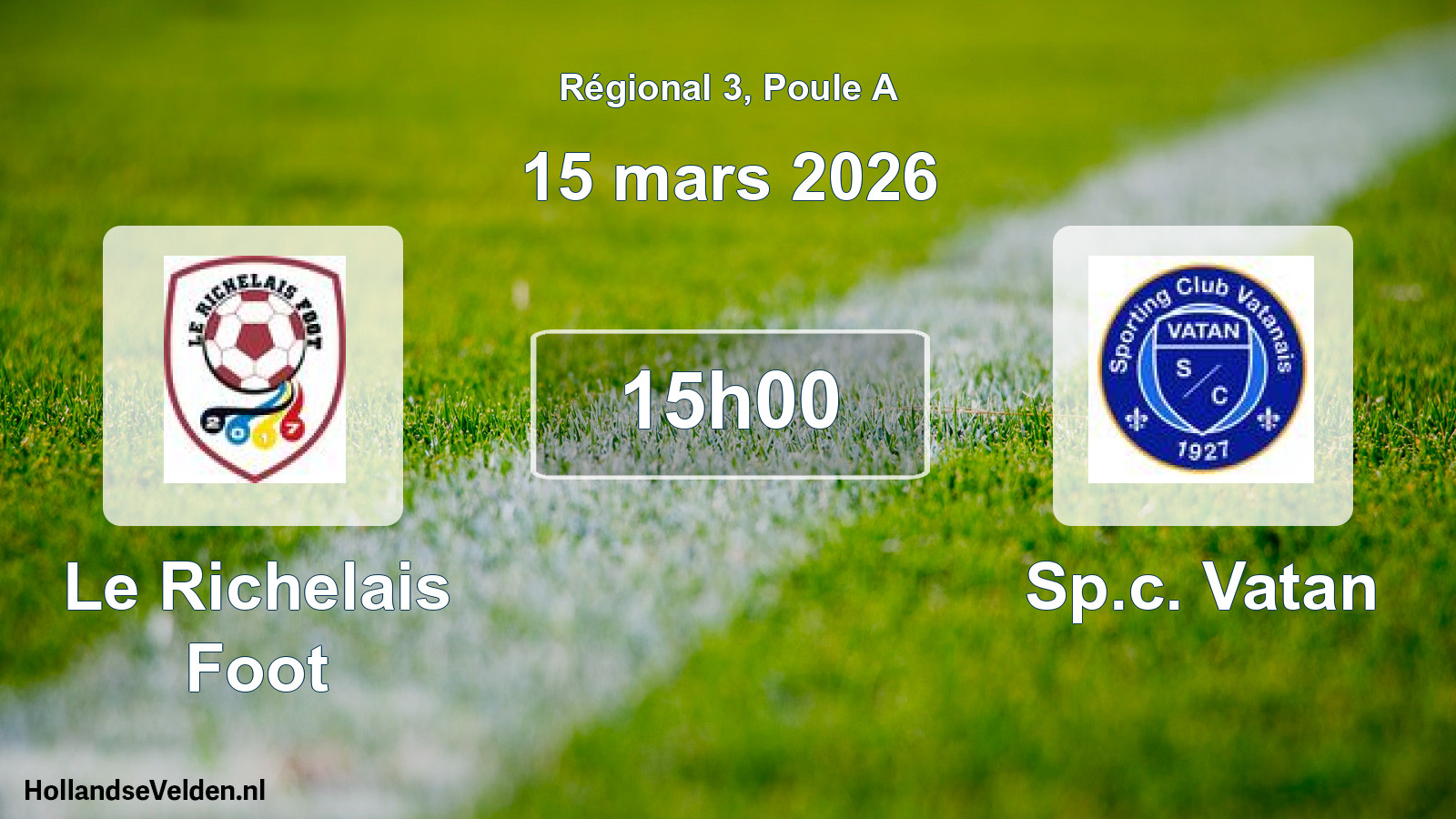 Geplande wedstrijd: Le Richelais Foot - Sp.c. Vatan (15 maart 2026)