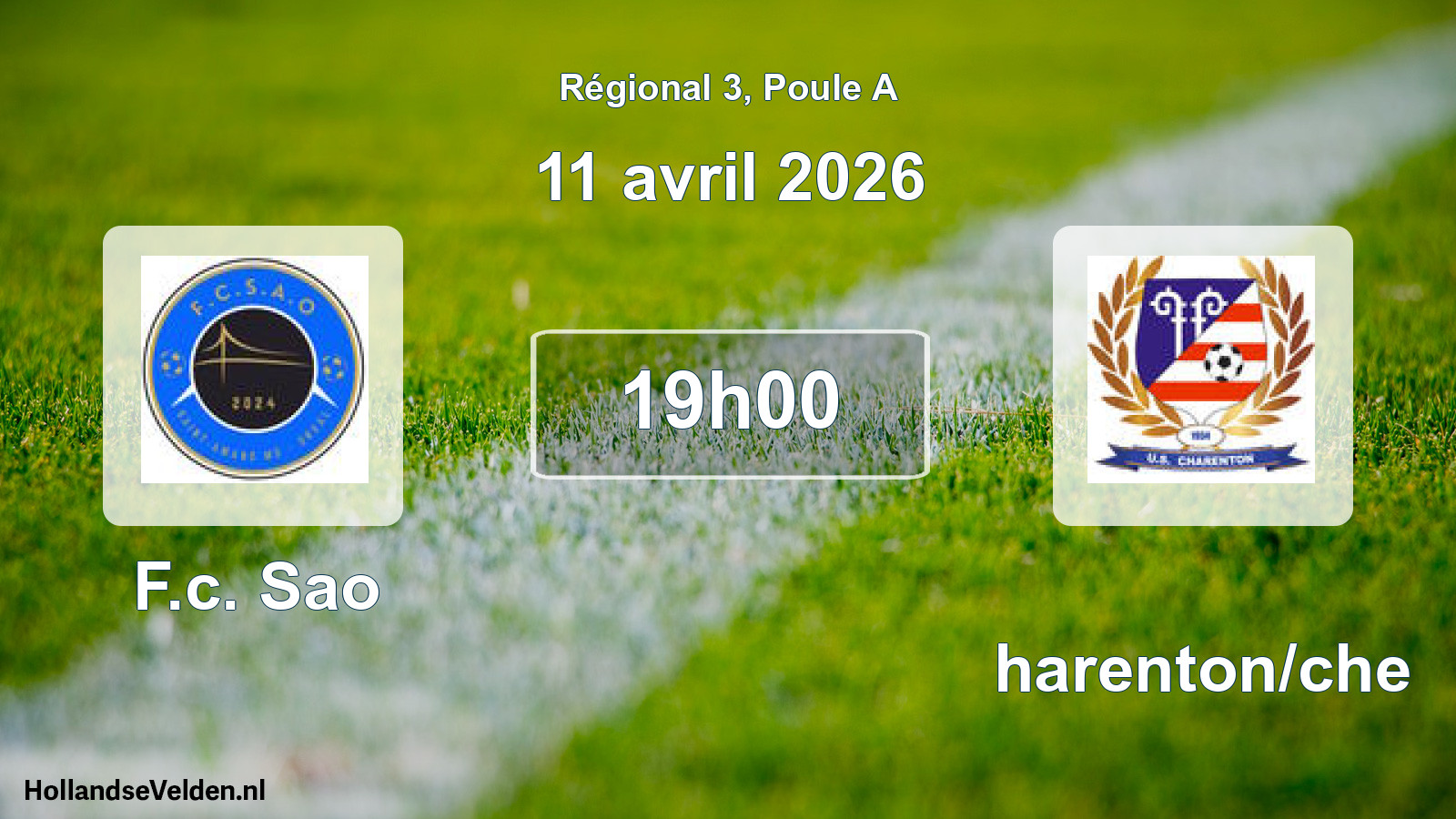 Geplande wedstrijd: F.c. Sao - Charenton/che (11 avril 2026)