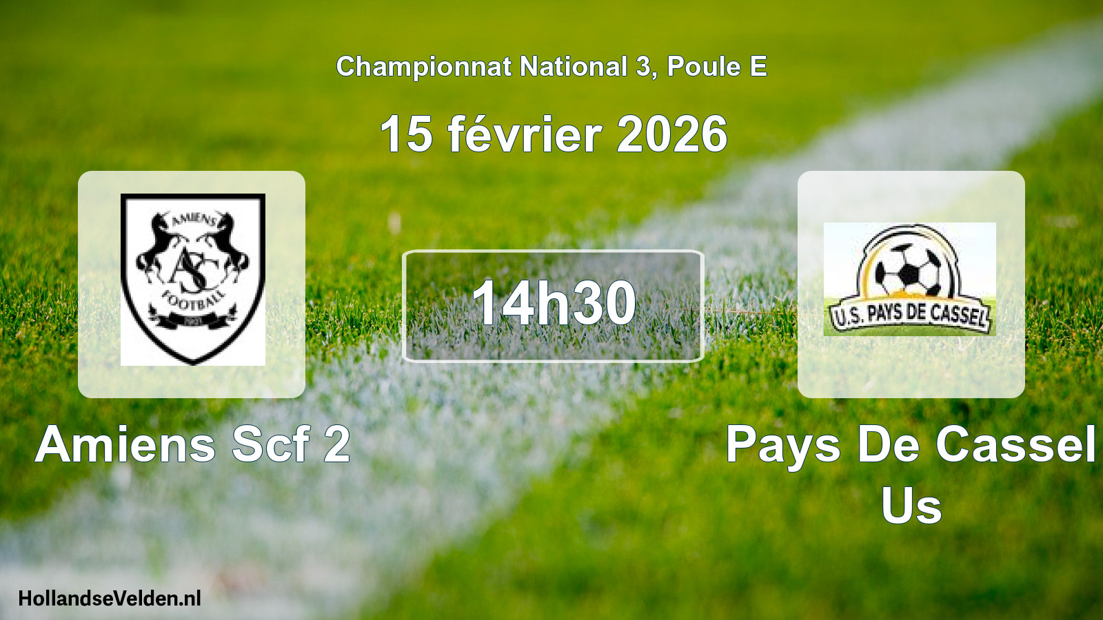 Geplande wedstrijd: Amiens Scf 2 - Pays De Cassel Us (15 février 2026)