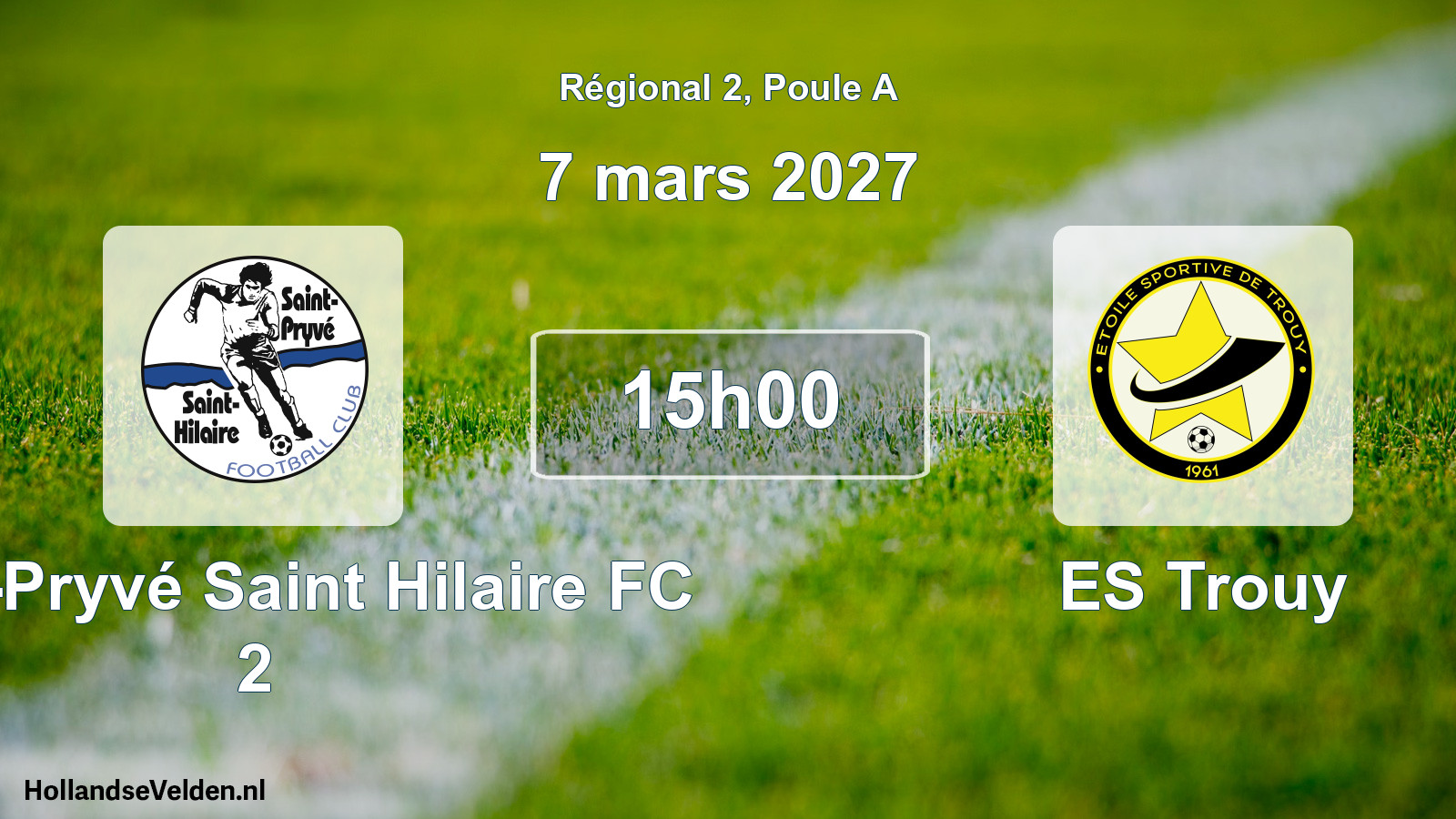 Match programmé: Saint-Pryvé Saint Hilaire FC 2 - ES Trouy (7 mars 2027)