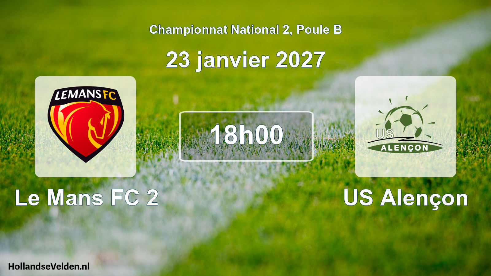 Match programmé: Le Mans FC 2 - US Alençon (23 janvier 2027)