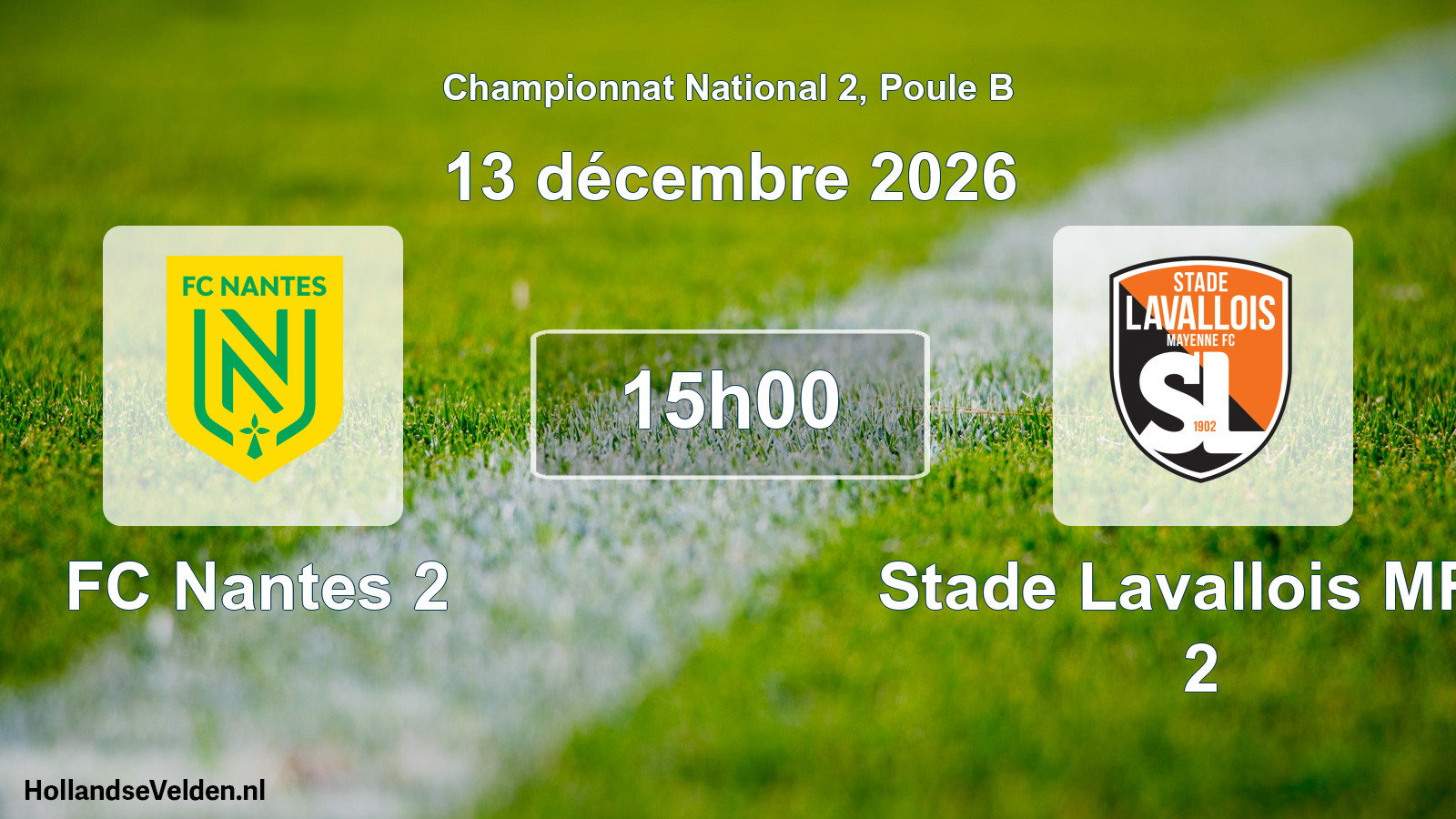 Match programmé: FC Nantes 2 - Stade Lavallois MFC 2 (13 décembre 2026)
