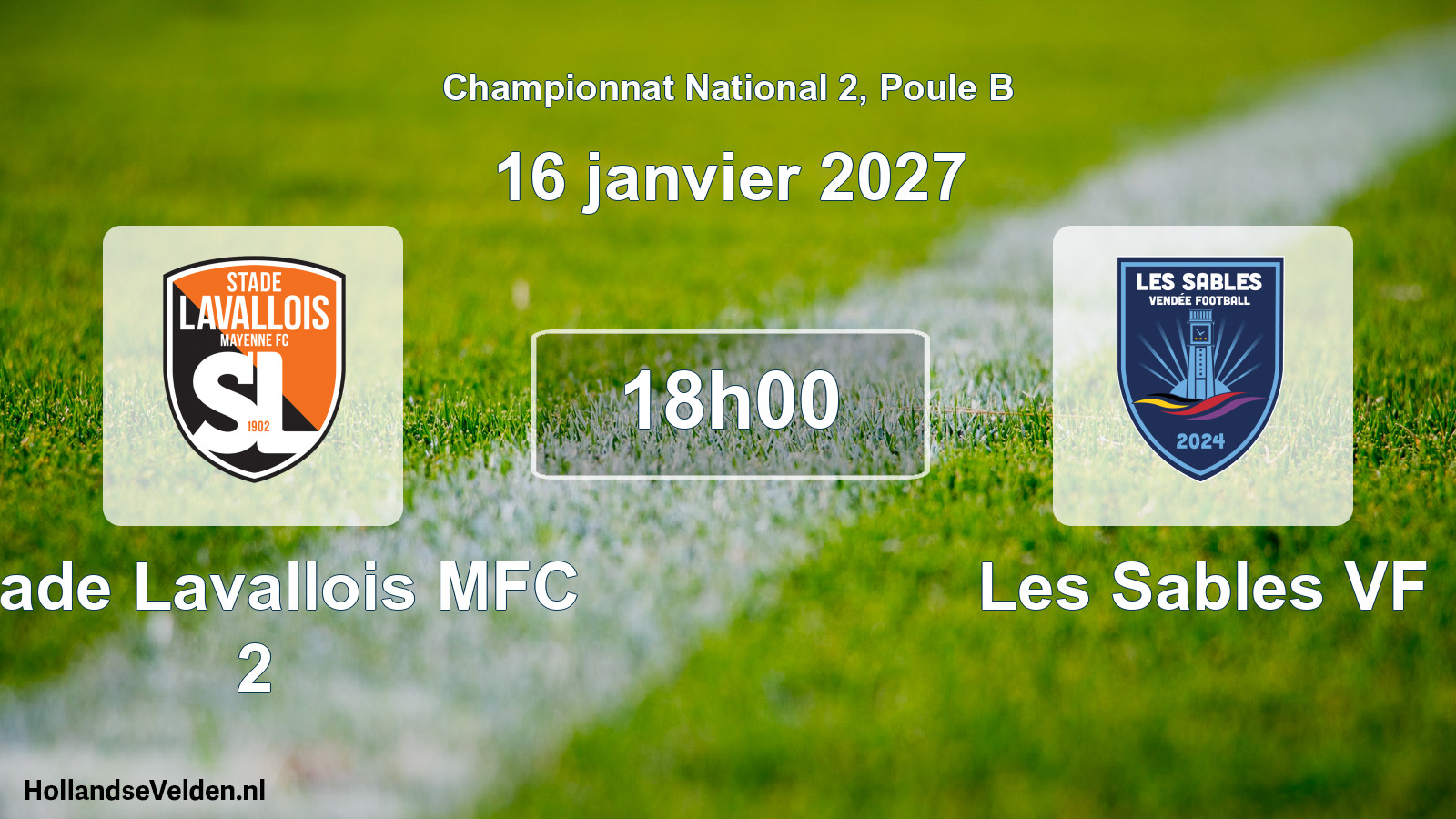 Match programmé: Stade Lavallois MFC 2 - Les Sables VF (16 janvier 2027)