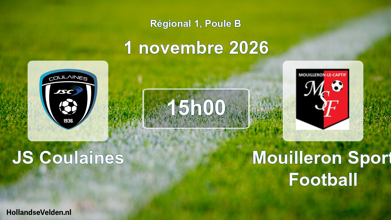 Geplande wedstrijd: JS Coulaines - Mouilleron Sport Football (1 november 2026)