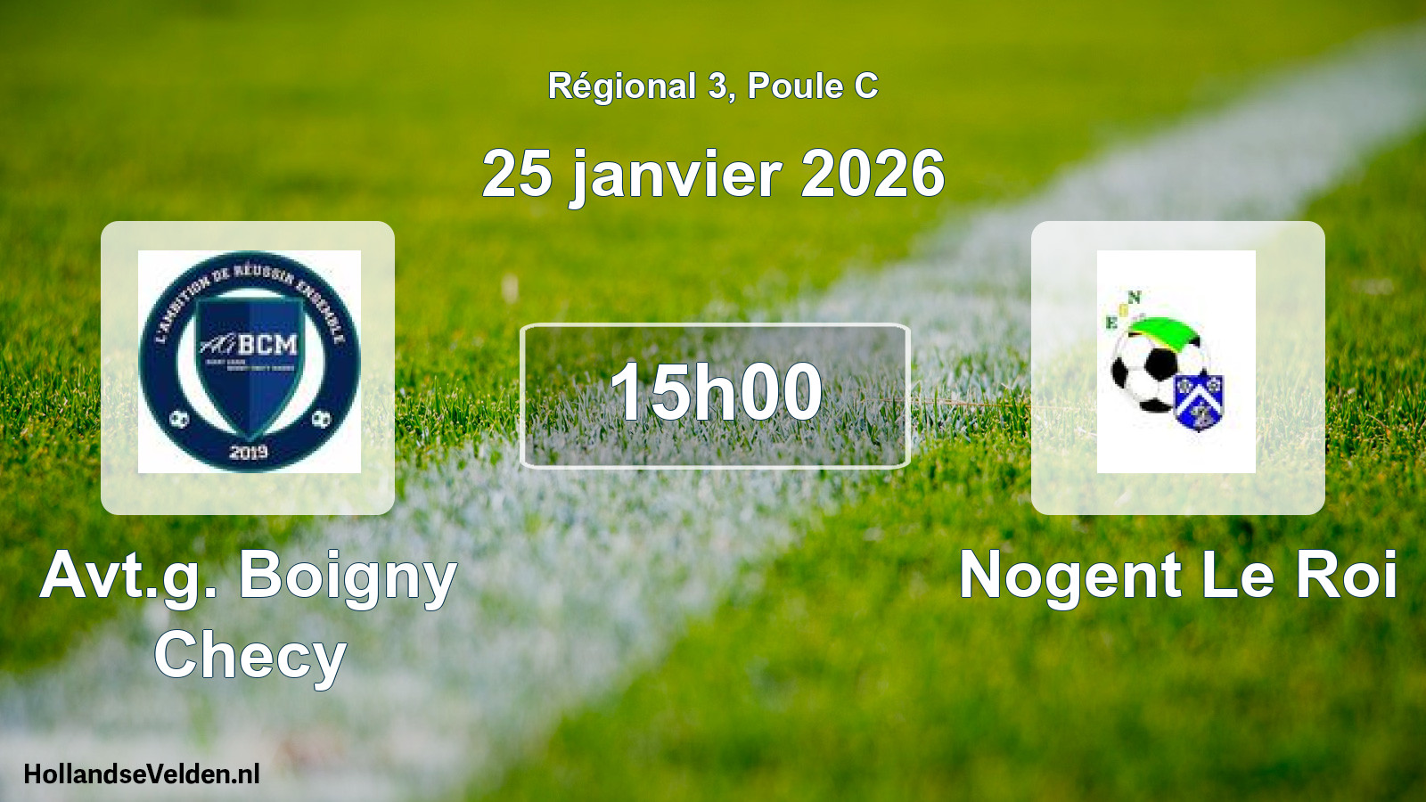 Geplande wedstrijd: Avt.g. Boigny Checy - Nogent Le Roi (25 janvier 2026)