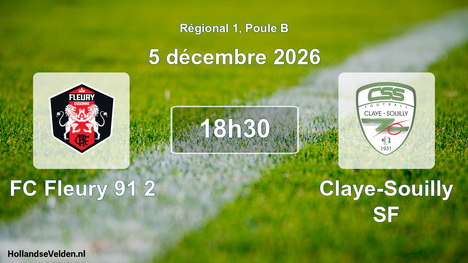 Match programmé: FC Fleury 91 2 - Claye-Souilly SF (5 décembre 2026)