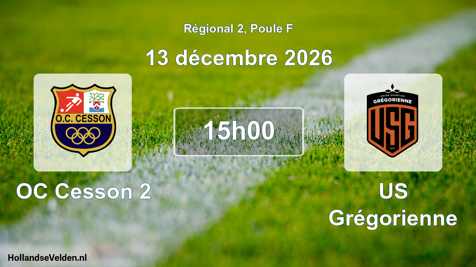 Match programmé: OC Cesson 2 - US Grégorienne (13 décembre 2026)