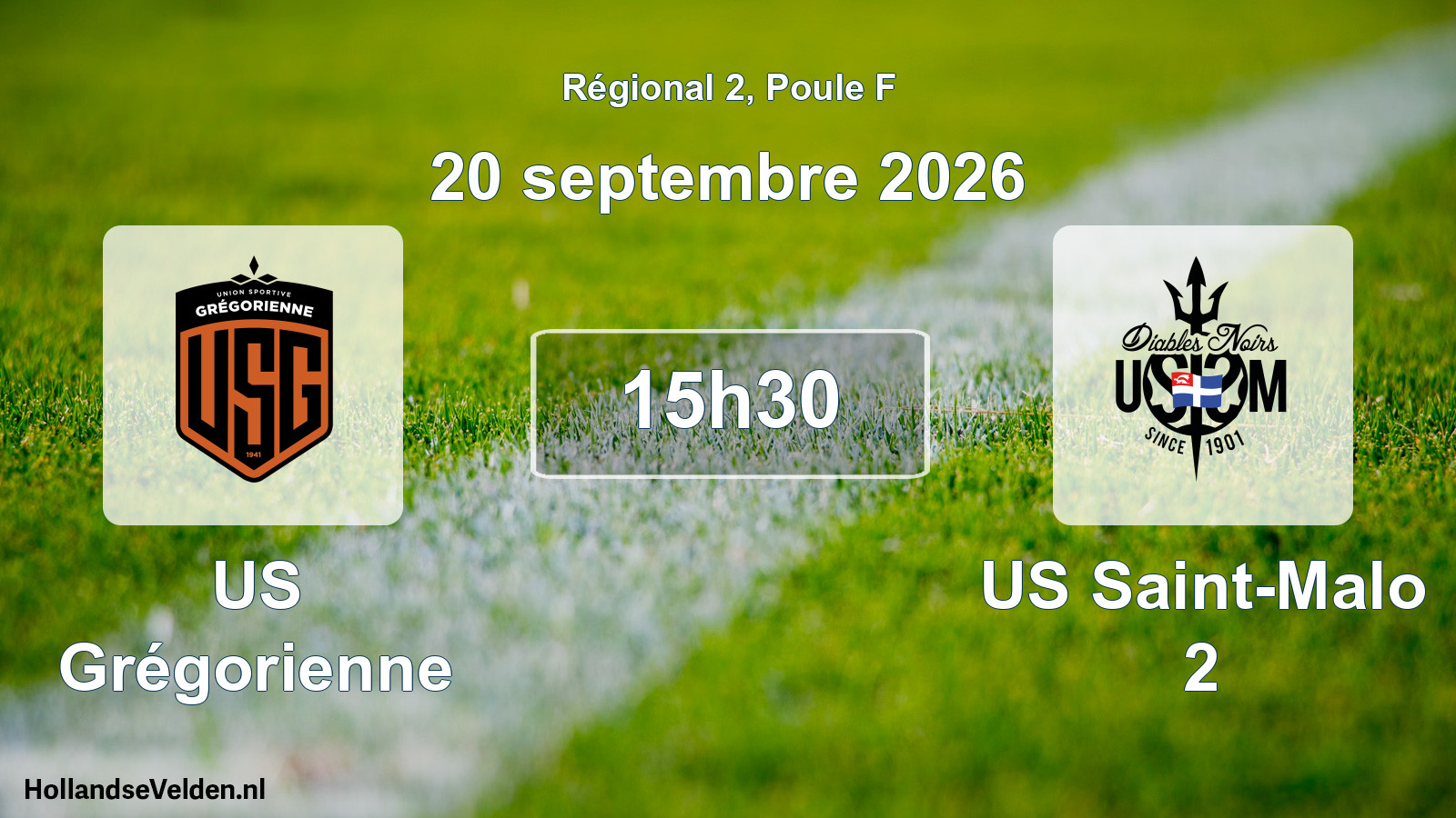 Match programmé: US Grégorienne - US Saint-Malo 2 (20 septembre 2026)