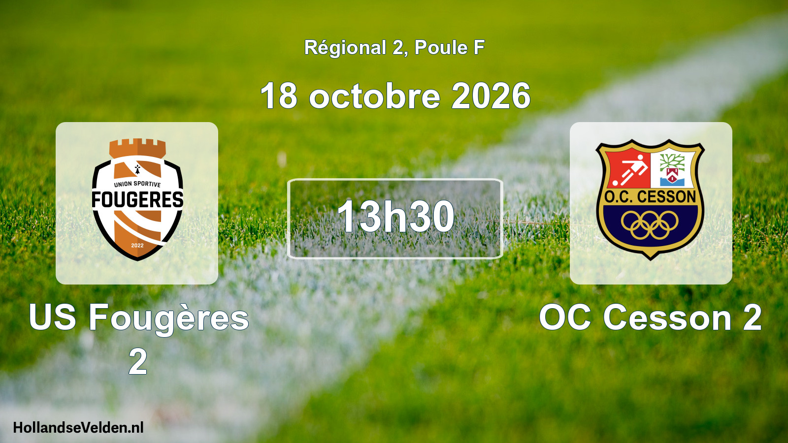 Match programmé: US Fougères 2 - OC Cesson 2 (18 octobre 2026)