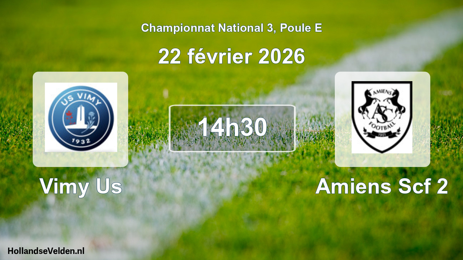 Geplande wedstrijd: Vimy Us - Amiens Scf 2 (22 février 2026)