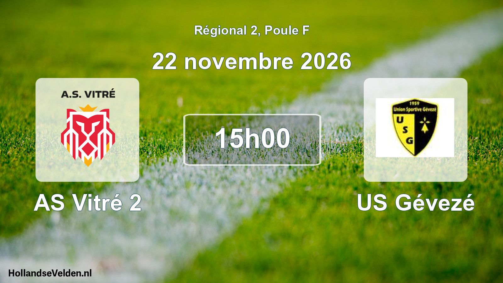 Match programmé: AS Vitré 2 - US Gévezé (22 novembre 2026)