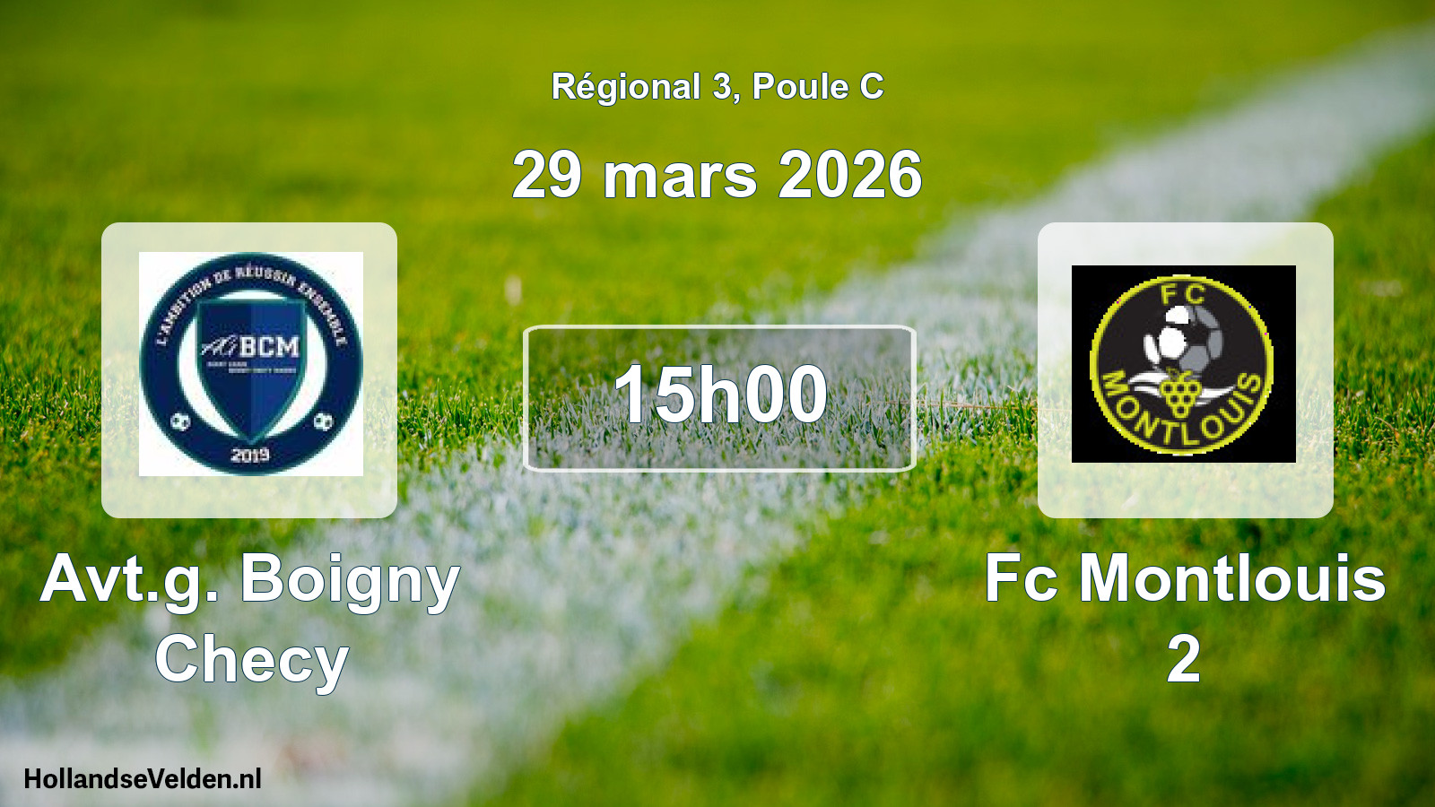 Geplande wedstrijd: Avt.g. Boigny Checy - Fc Montlouis 2 (29 mars 2026)