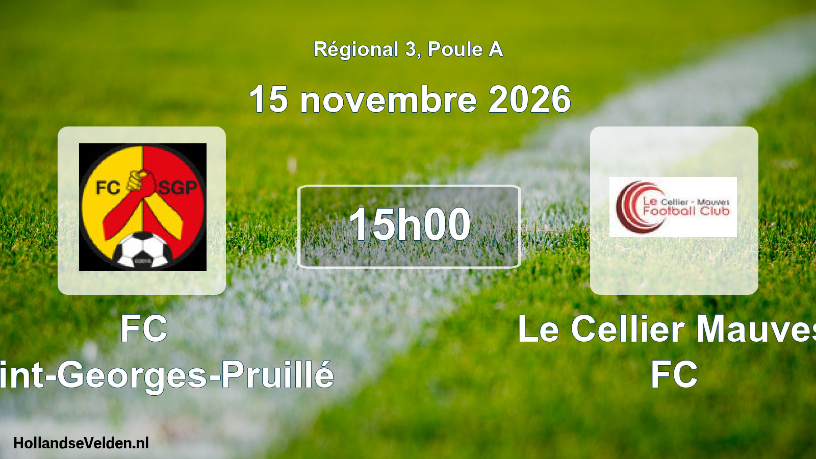 Scheduled Match: FC Saint-Georges-Pruillé - Le Cellier Mauves FC (15 November 2026)