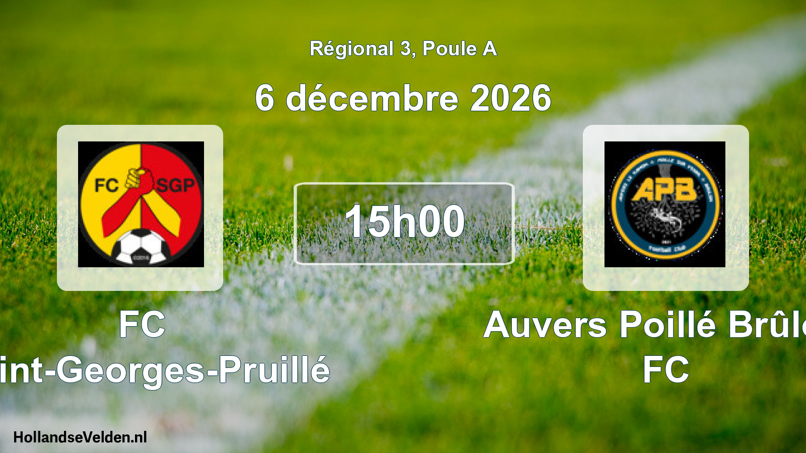 Scheduled Match: FC Saint-Georges-Pruillé - Auvers Poillé Brûlon FC (6 December 2026)