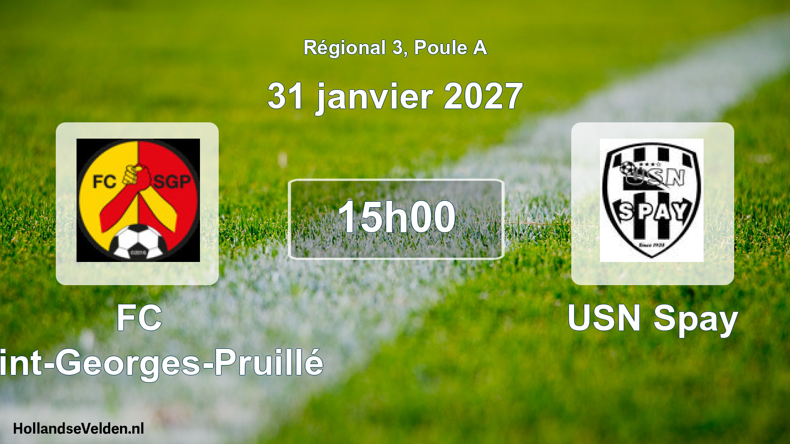 Scheduled Match: FC Saint-Georges-Pruillé - USN Spay (31 January 2027)