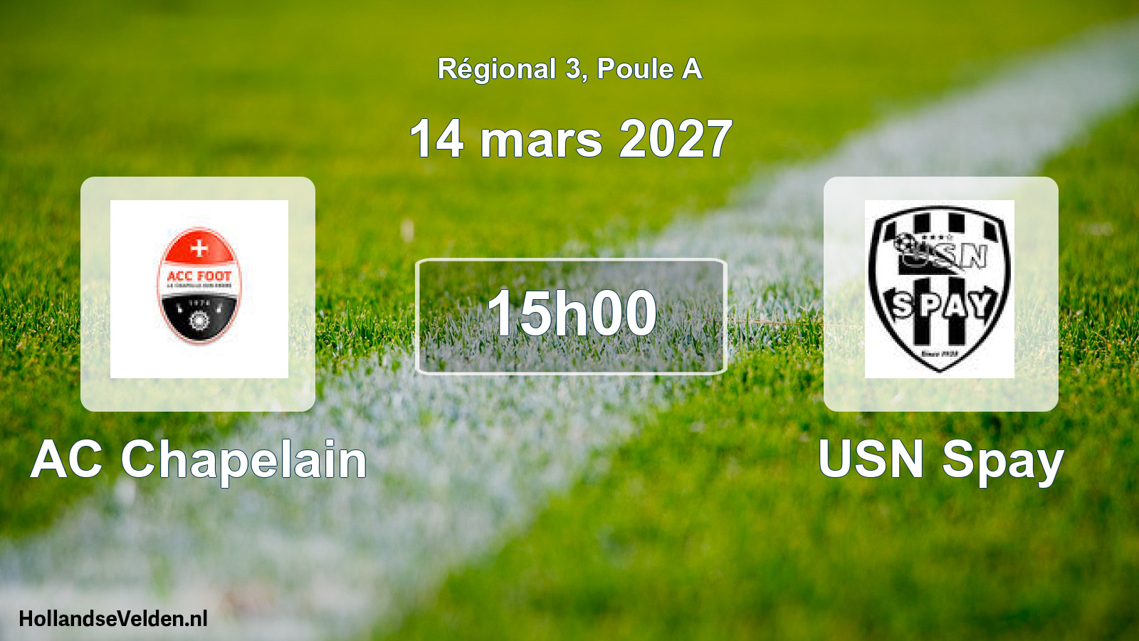 Match programmé: AC Chapelain - USN Spay (14 mars 2027)
