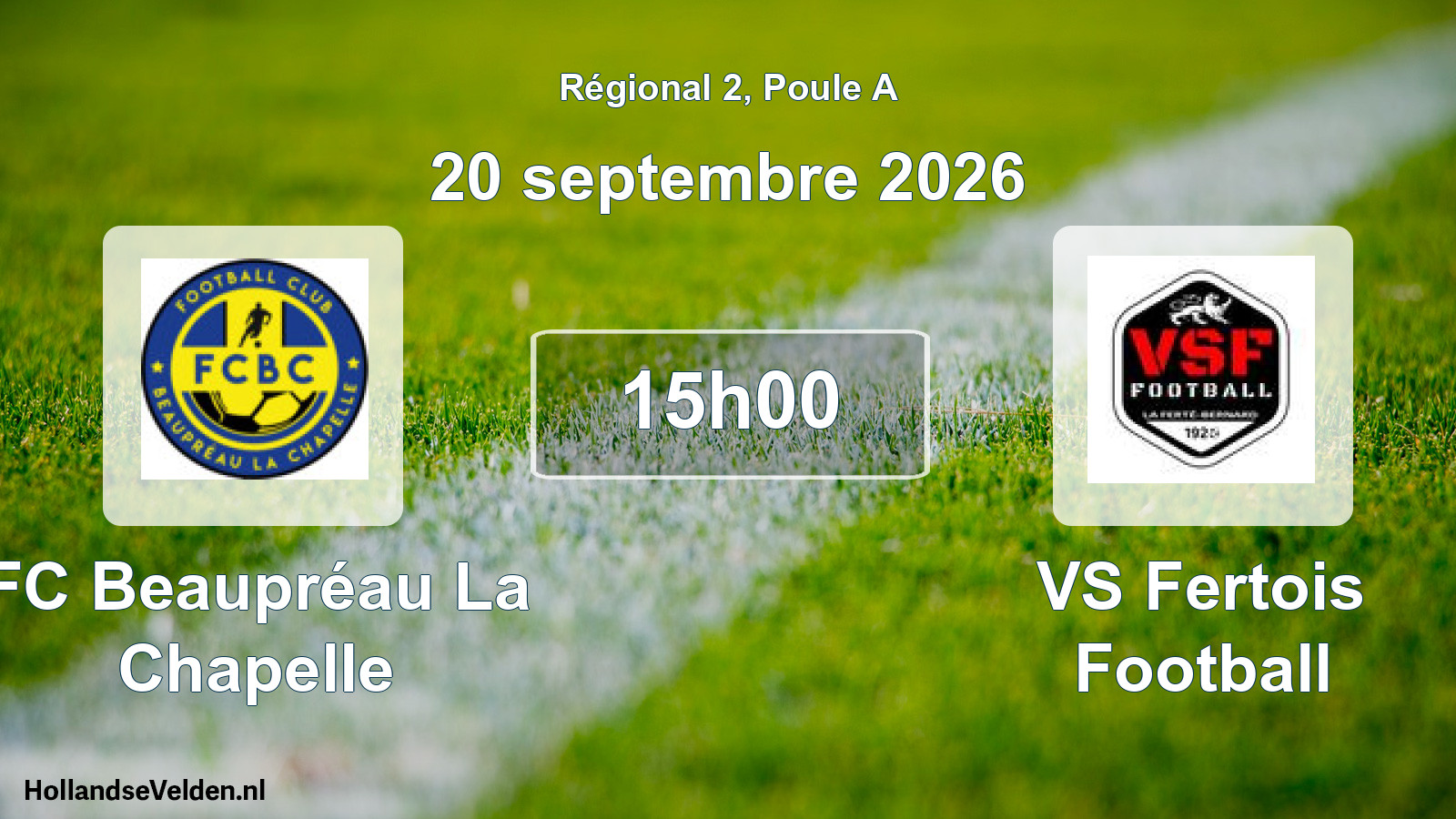 Match programmé: FC Beaupréau La Chapelle - VS Fertois Football (20 septembre 2026)