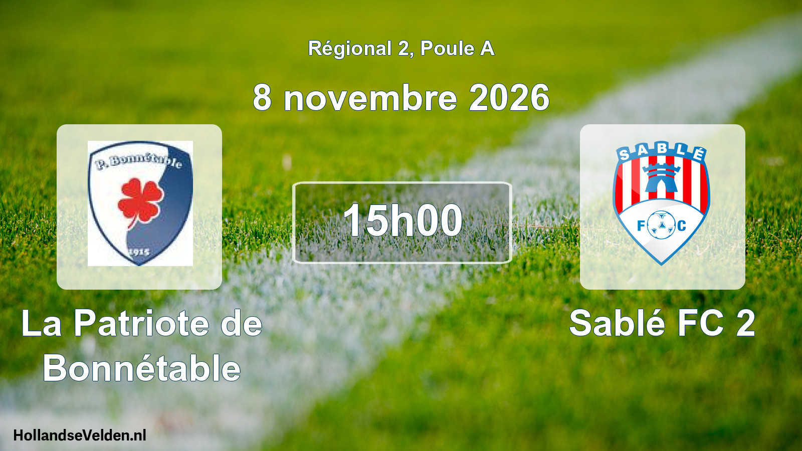 Match programmé: La Patriote de Bonnétable - Sablé FC 2 (8 novembre 2026)