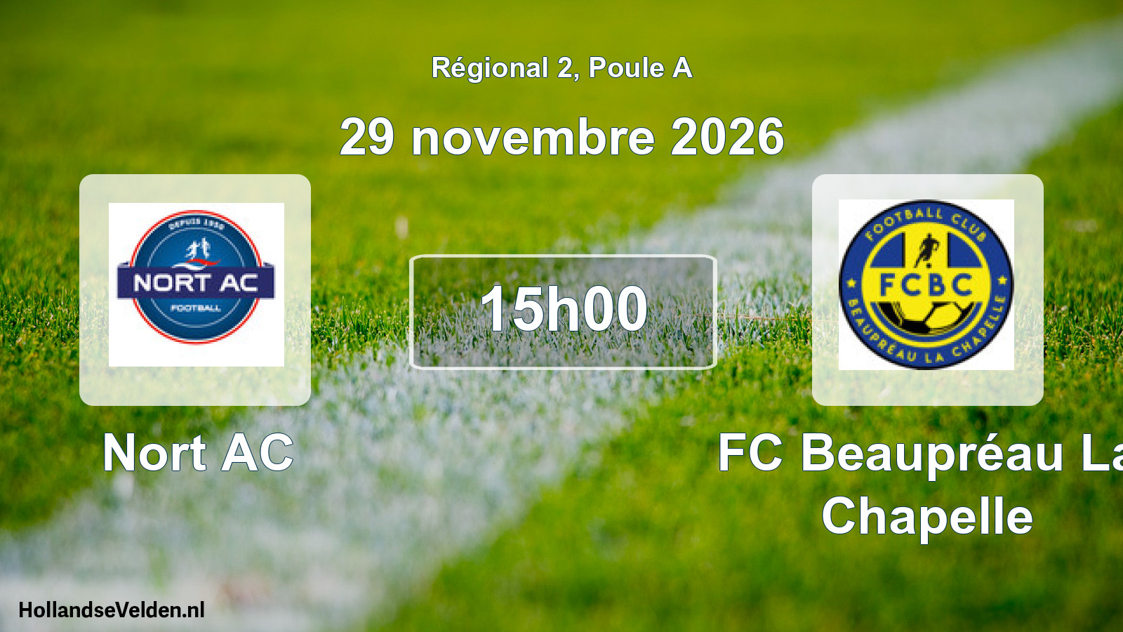 Match programmé: Nort AC - FC Beaupréau La Chapelle (29 novembre 2026)