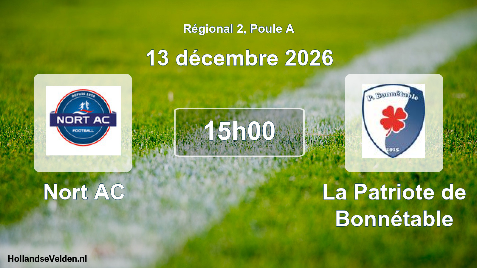 Match programmé: Nort AC - La Patriote de Bonnétable (13 décembre 2026)