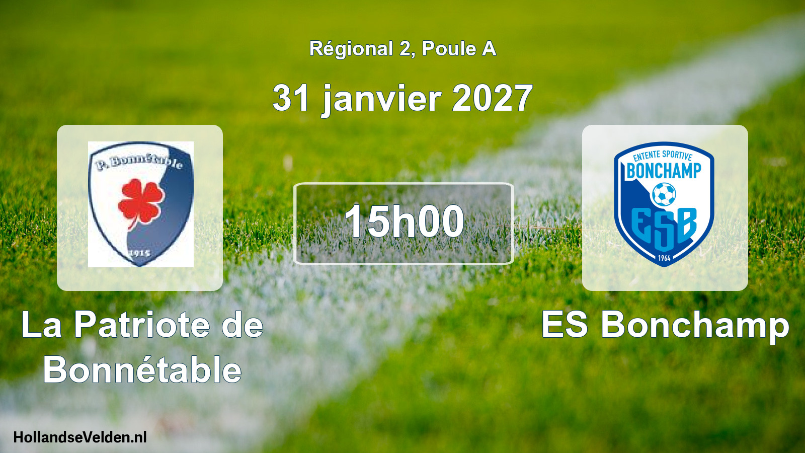 Match programmé: La Patriote de Bonnétable - ES Bonchamp (31 janvier 2027)